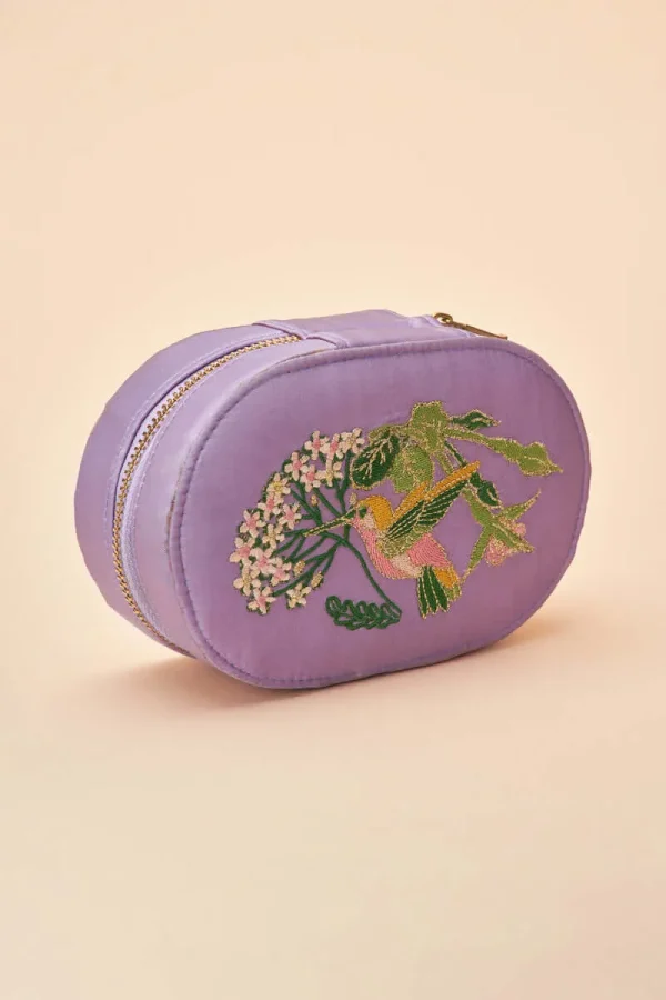 Powder Design Oval Jewellery Box - Hummingbird in Lavender