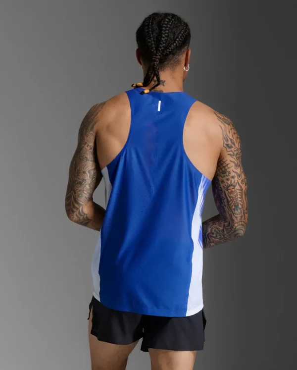 2XU Men Light Speed React Singlet - Glass Gradient Surf / White RFL - Image 4