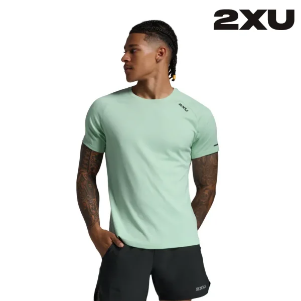 2XU Men Aero Tee - Digital Mint  Black Reflective