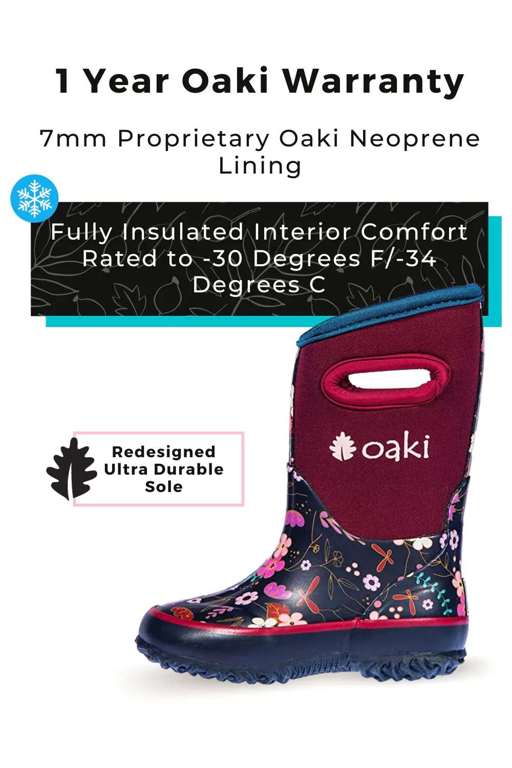 Midnight Floral Neoprene Rain/Snow Boots - Image 5