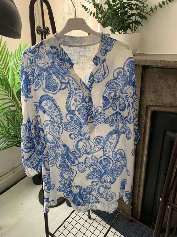 Casual 3 Button Blouse - Paisley - Image 8