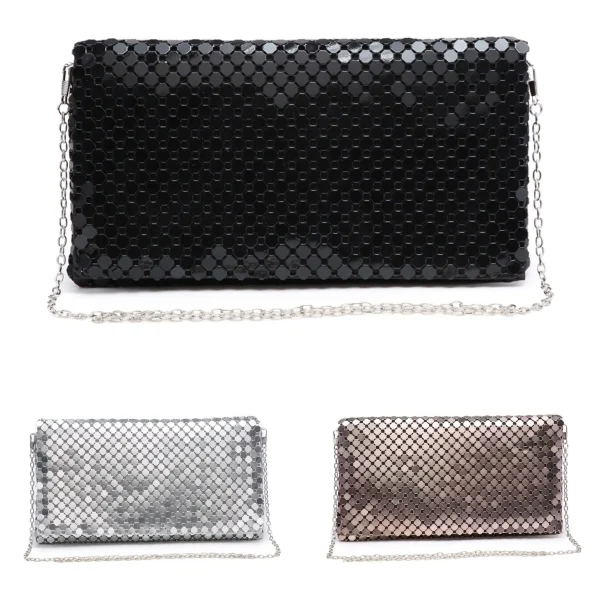 Metallic Clutch Bag with Long Strap - Image 2