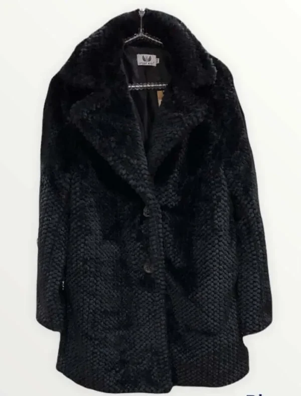 Waffle Effect Faux Fur Coat - Image 2