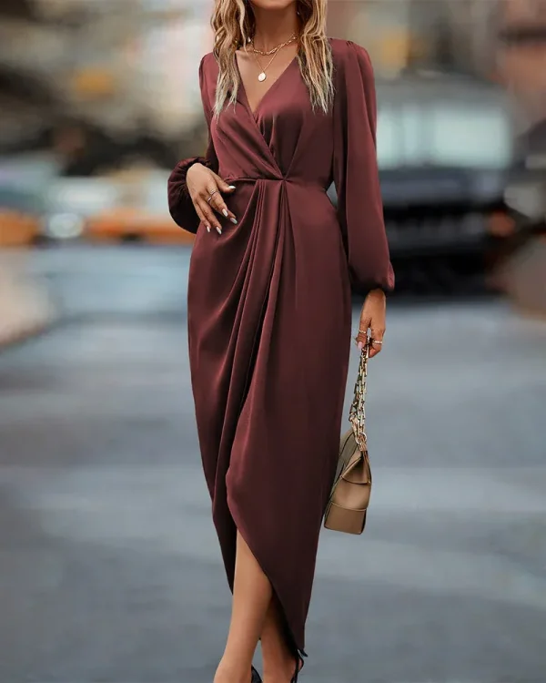 Yanna - elegante zijden v-hals jurk - Image 3