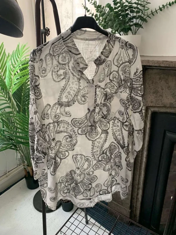 Casual 3 Button Blouse - Paisley - Image 2
