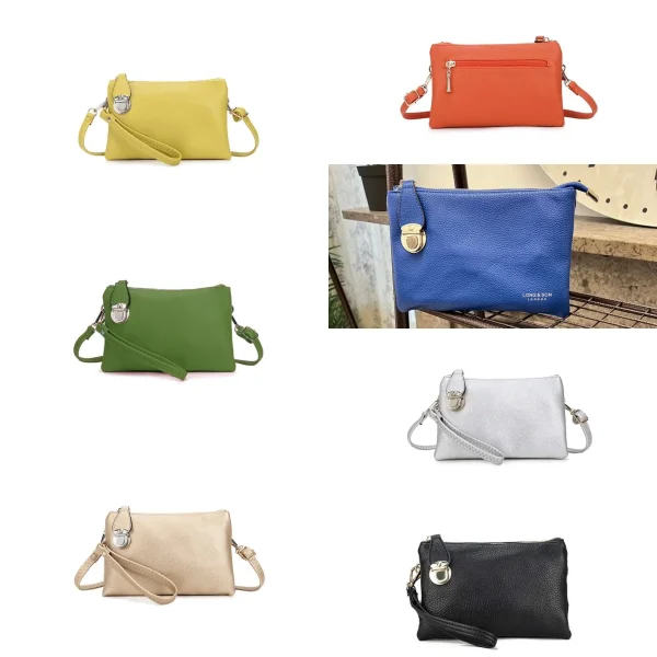 Ladies Silver Buckle Clutch Bag (13 colours)