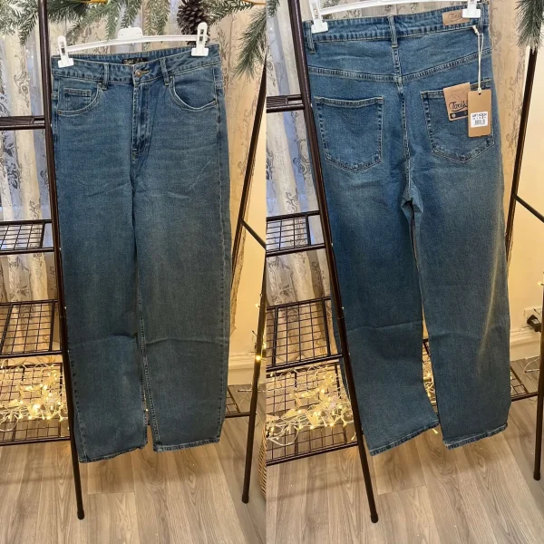 Toxik - Mid Wash Blue High Waist Straight Leg Jeans