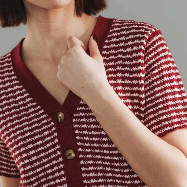 The Beach House Cardigan Cherry Stripe - Image 3