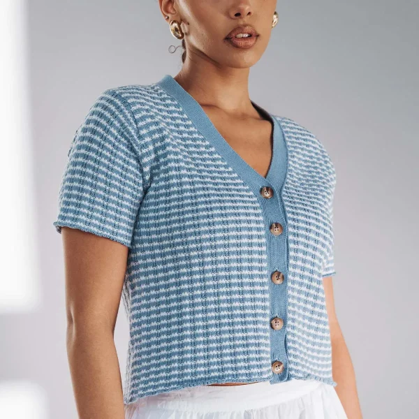 The Beach House Cardigan Sea Breeze Stripe