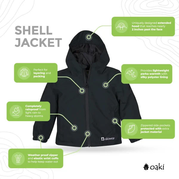 Adult Waterproof Shell Jacket, Black - Image 2