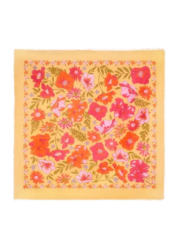 Powder Designs Cotton Bandana - Sketched Florals - Mustard - Image 4