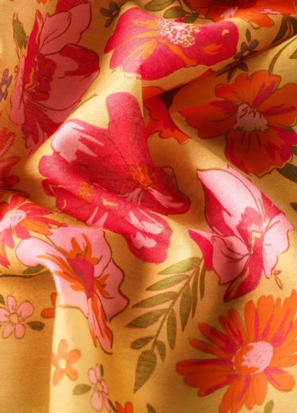 Powder Designs Cotton Bandana - Sketched Florals - Mustard - Image 2