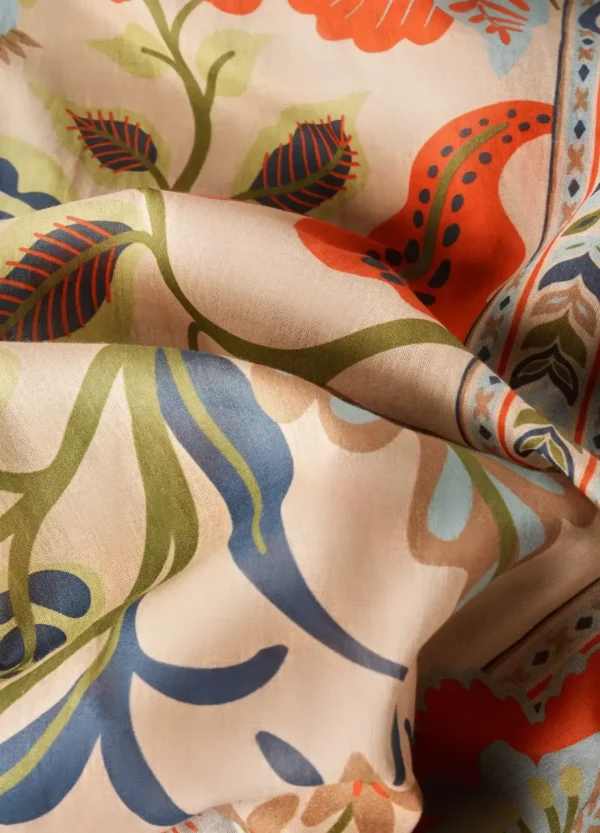 Powder Designs Cotton Scarf - Folky Floral - Coconut - Image 2