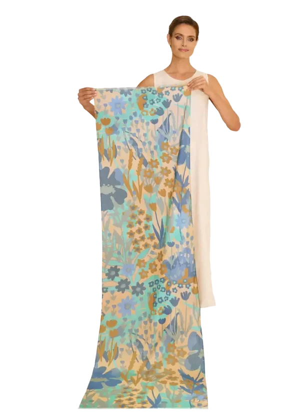 Powder Designs Cotton Scarf - Springtime Floral-Denim