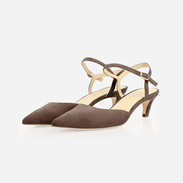 The Claire Kitten Heel Ash Brown Suede - Image 4