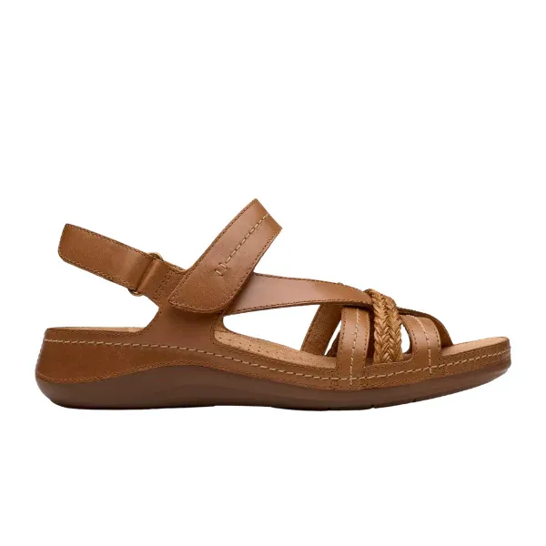 Clarks Women's Cecily Strap Leather Wide Tan Combo - Image 2