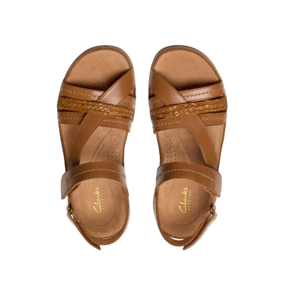 Clarks Women's Cecily Strap Leather Wide Tan Combo - Image 3