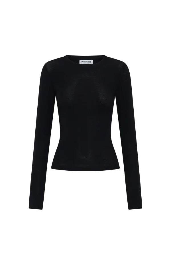 THE DOVE BLACK LONG-SLEEVE TOP - Image 7