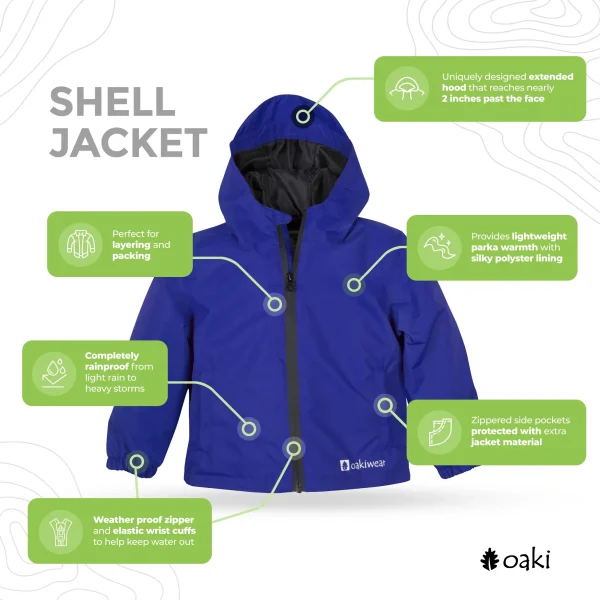Children's Waterproof Shell Jacket, Navy - Image 2