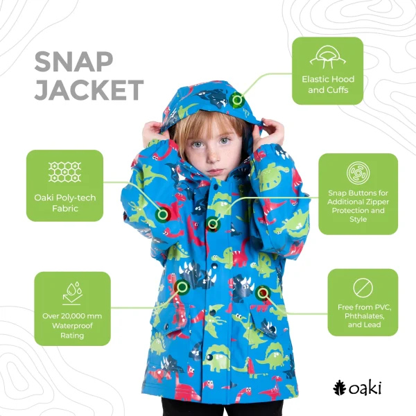 Lined Rain Jacket, Blue Dinosaurs (runs large, recommend sizing down) - Image 2
