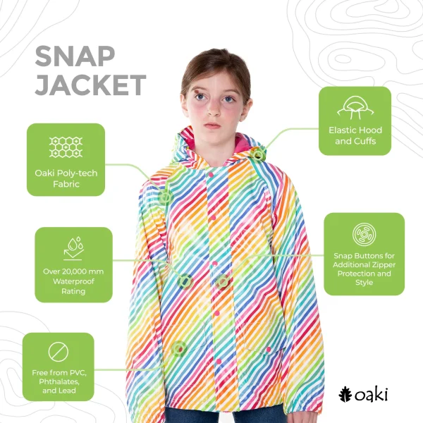 Lined Rain Jacket, Rainbow Stripe (runs large, recommend sizing down) - Image 2