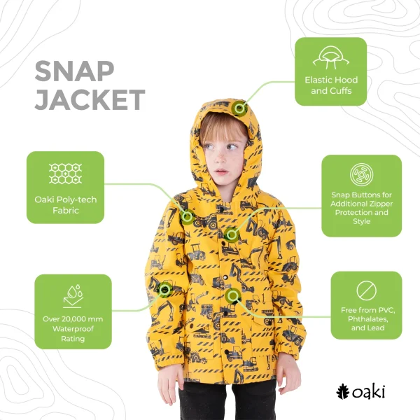Lined Rain Jacket, Construction Vehicles (runs large, recommend sizing down) - Image 2