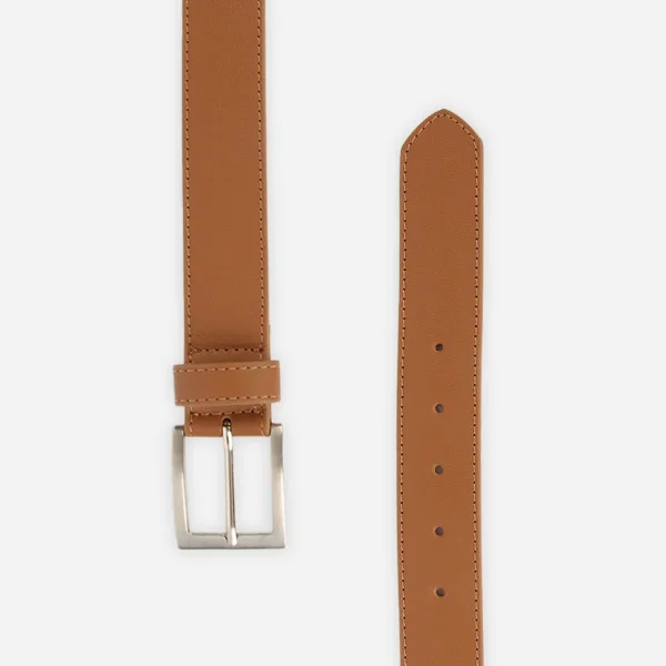 The District Belt Brushed Silver Leather Brown - Image 3