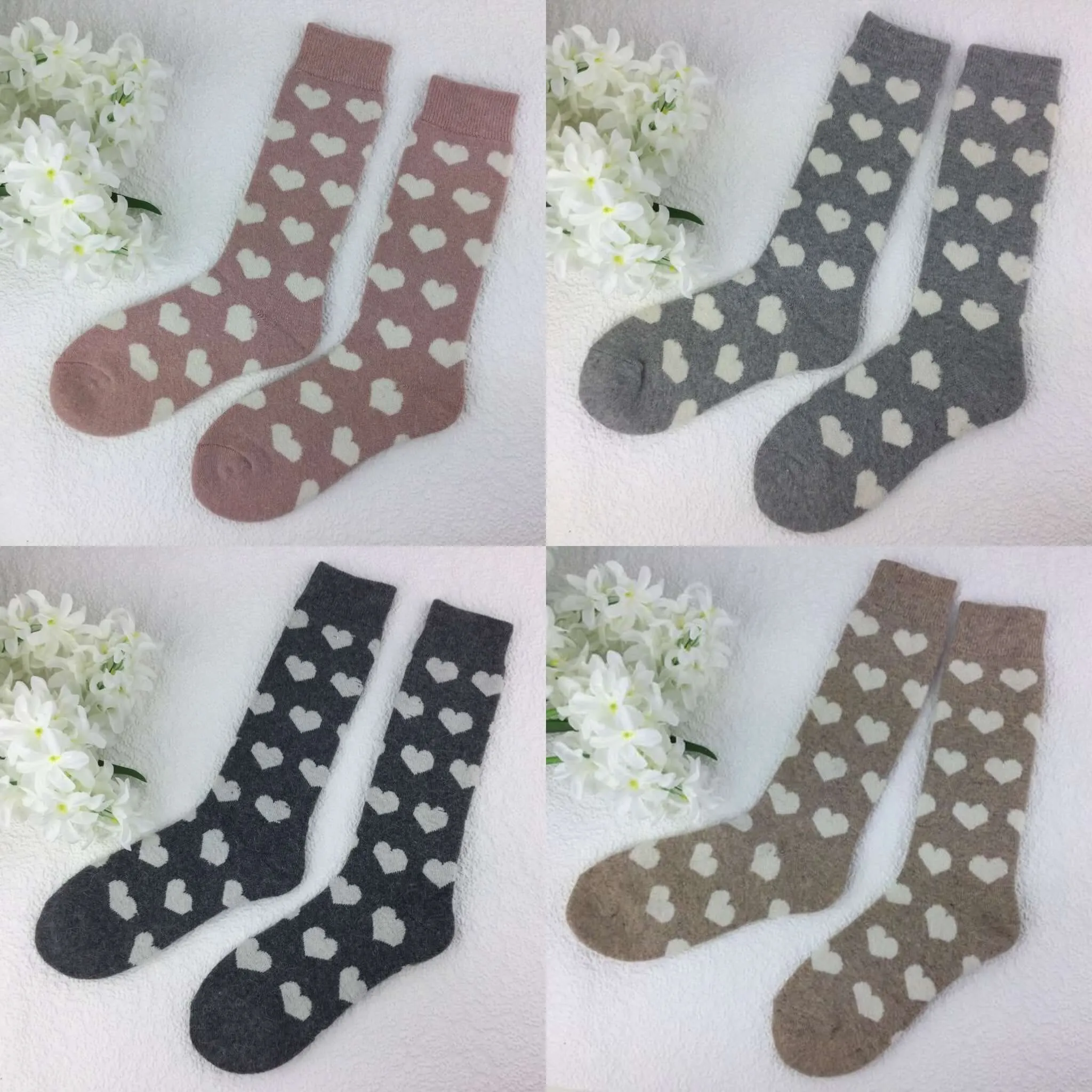 Weelis Wool Mix Womens Long Heart Socks