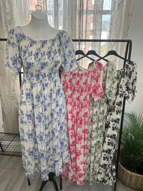 Ditsy Floral Shirred Waist Maxi Dress
