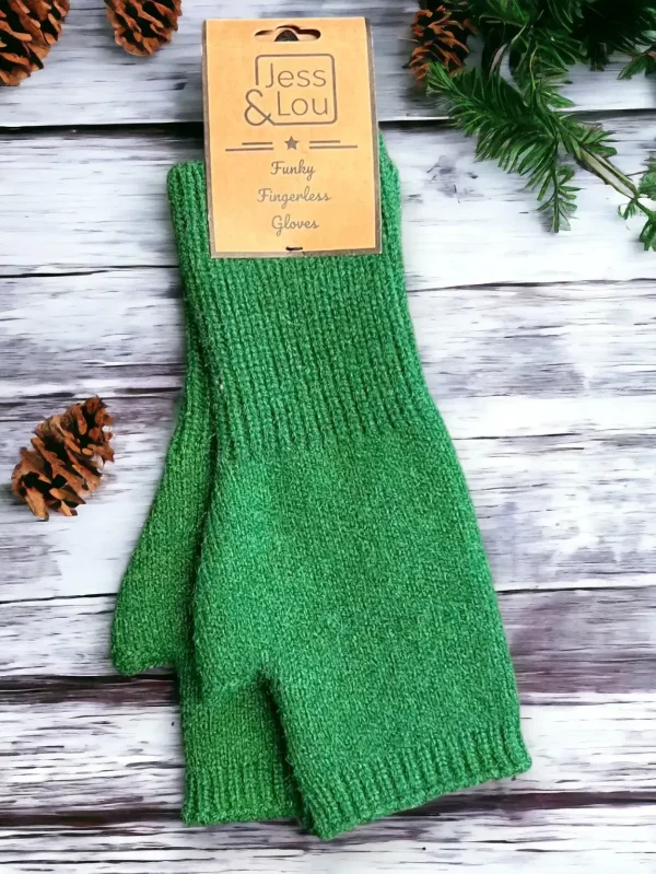 Jess & Lou - Cosy Plain Knit Fingerless Gloves - Image 7
