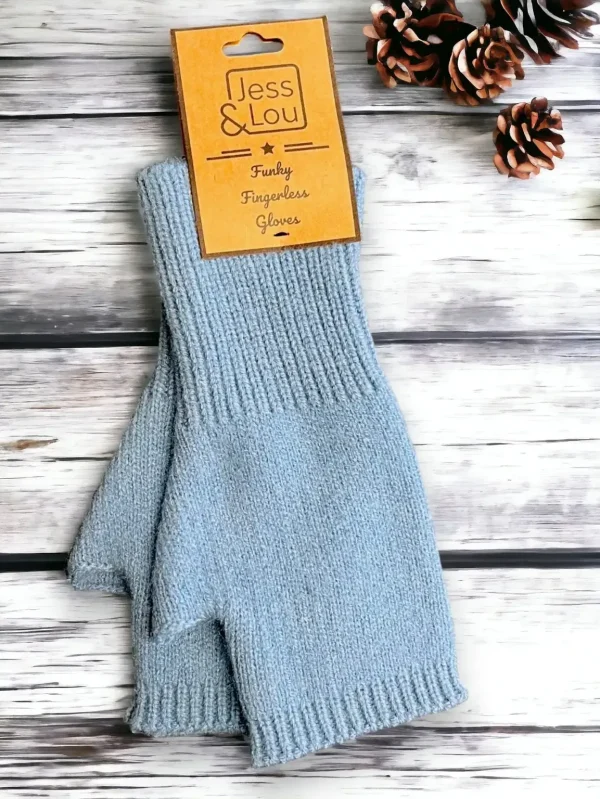 Jess & Lou - Cosy Plain Knit Fingerless Gloves - Image 6
