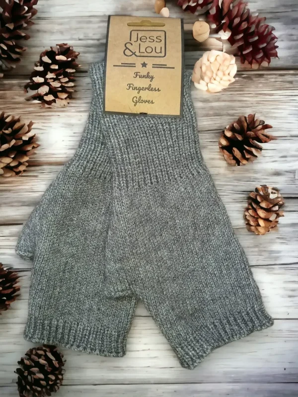 Jess & Lou - Cosy Plain Knit Fingerless Gloves - Image 5