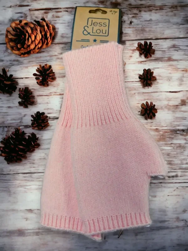 Jess & Lou - Cosy Plain Knit Fingerless Gloves - Image 3