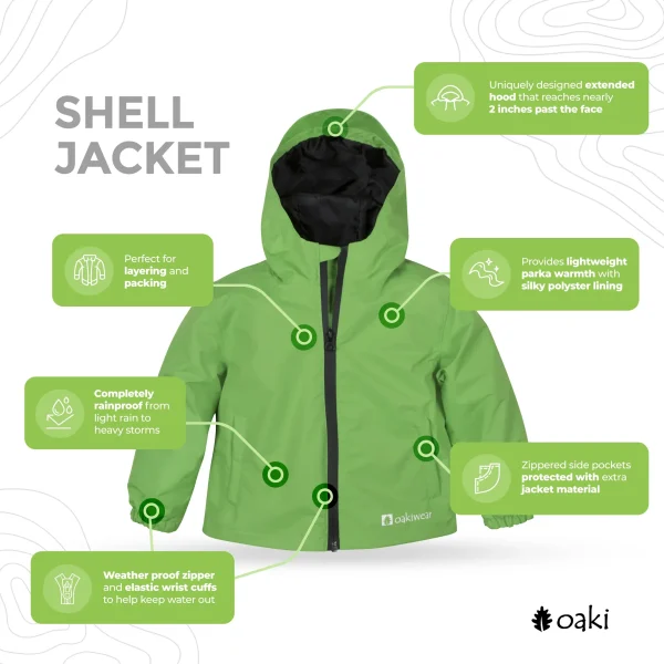 Children's Waterproof Shell Jacket, Valley Green - Image 2