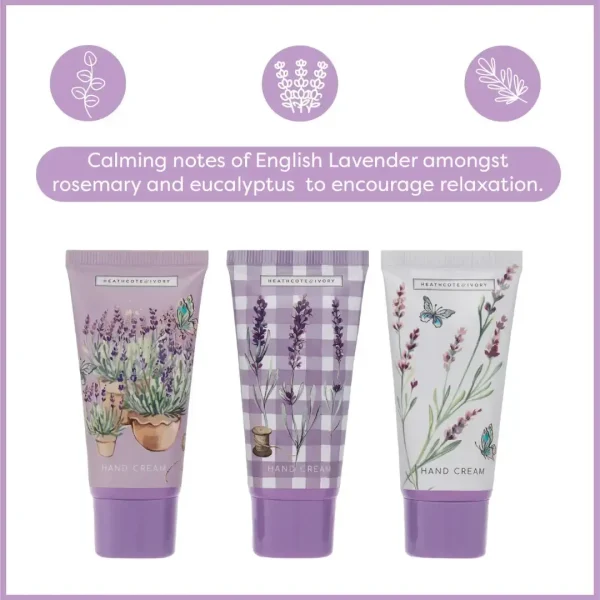 Heathcote & Ivory - English Lavender Hand Cream Trio, 3x 30ml - Image 2