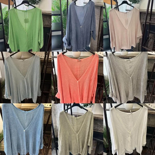 Trisha One Button Linen Top