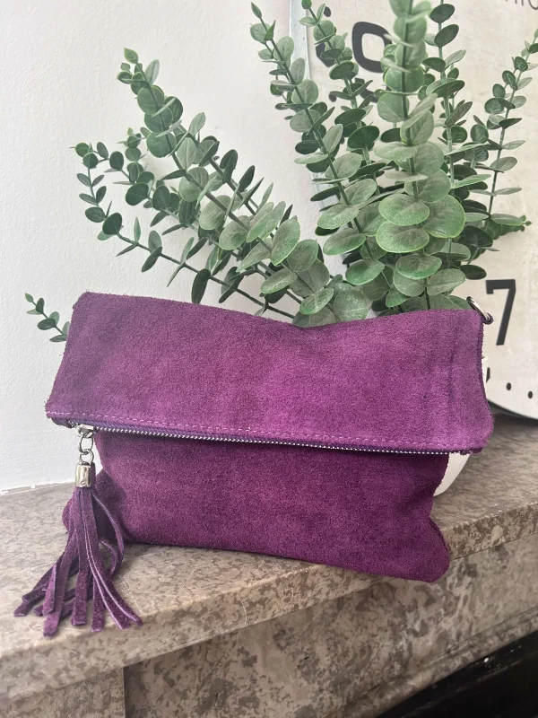 Real Suede Folded Pouch Bag (11 colours) - Image 2