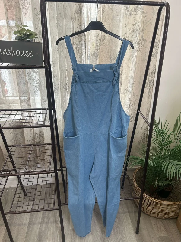 Slouchy Denim Look Cotton Dungarees - Image 3