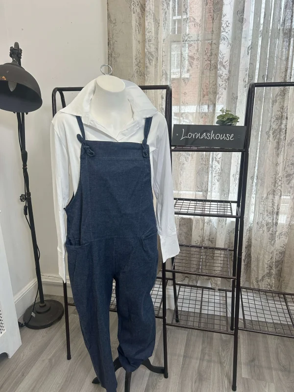 Slouchy Denim Look Cotton Dungarees - Image 2