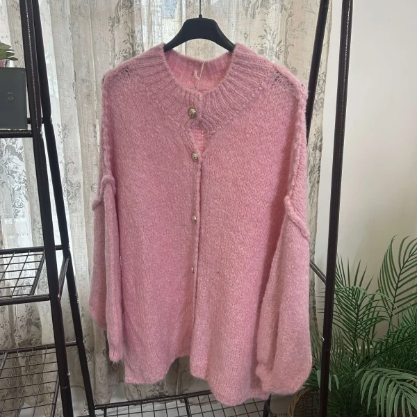 Exposed Seam Bubble Sleeve Cardigan - Image 4