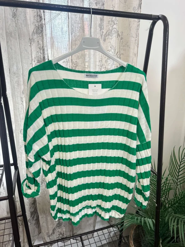 Ribbed Stripe Batwing Jumper - Image 2