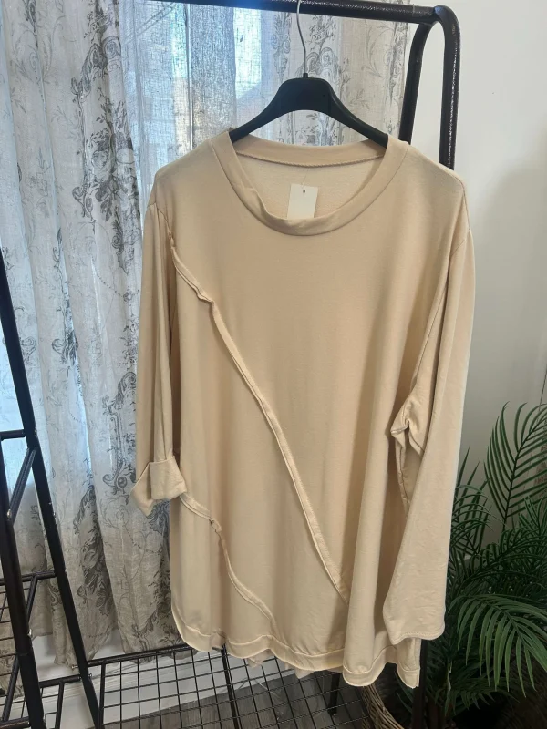 Asymmetrical Exposed Seam Detail Jersey Sweatshirt - Image 4