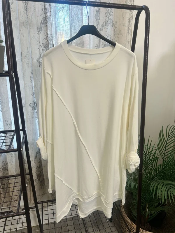 Asymmetrical Exposed Seam Detail Jersey Sweatshirt - Image 3