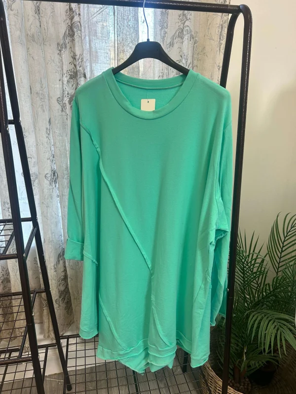 Asymmetrical Exposed Seam Detail Jersey Sweatshirt - Image 2