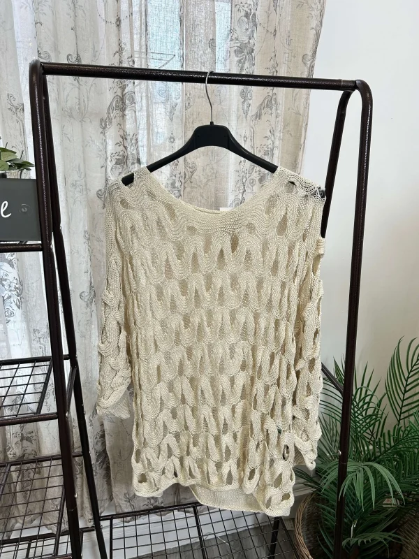 Crochet Wave Open Weave Layering Jumper - Image 3