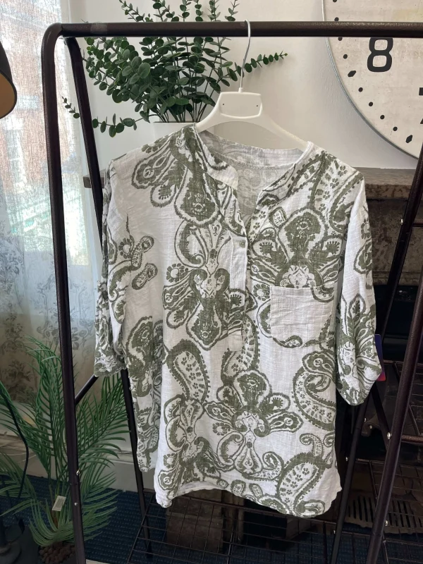 Casual 3 Button Blouse - Paisley - Image 6