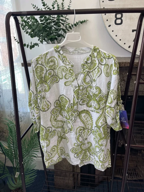 Casual 3 Button Blouse - Paisley - Image 7