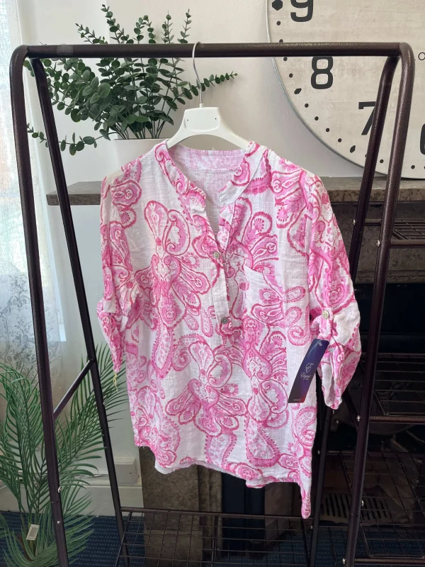 Casual 3 Button Blouse - Paisley - Image 5