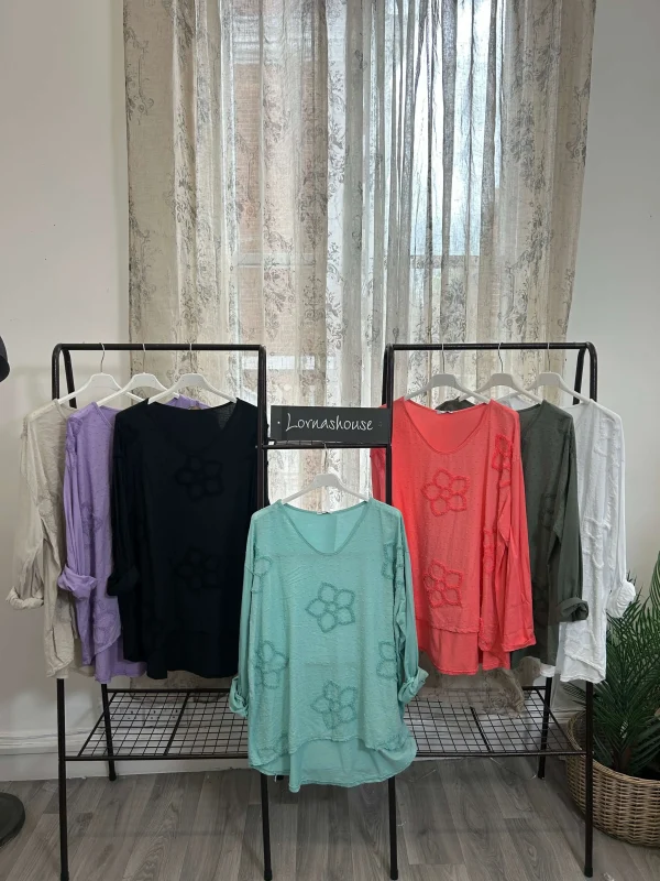 Floral Embroidered Long Sleeve Top
