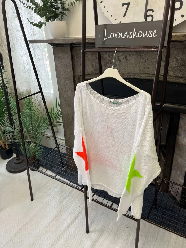 Star Back Lightweight Knit Jumper - Cotton Mix